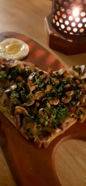 Hummus and mushroom sandwich at Smokey Jo's Cafe in Udaipur
