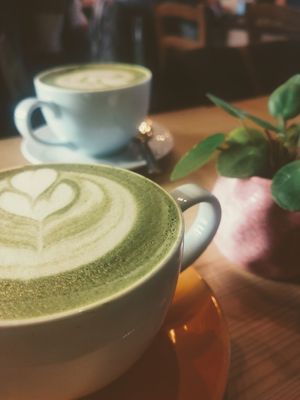 Vegan oat matcha latte at Coffee Pony in Berlin