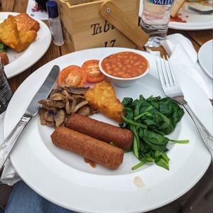 This also came with a slice of toast with vegan butter (it didn't fit in the picture) at Playwrights in Coventry