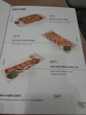Menu at Happy Place in Ho Chi Minh City