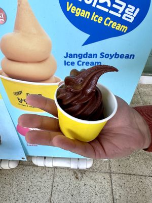 Chocolate soybean ice creamm  at DMZ JangdanKong Cafe in Paju