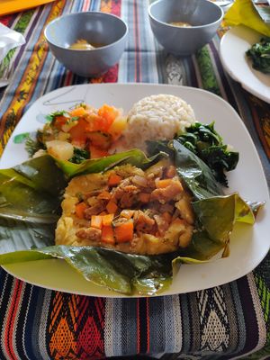 Segundo - banana leaf opened up at Quinua in Quito