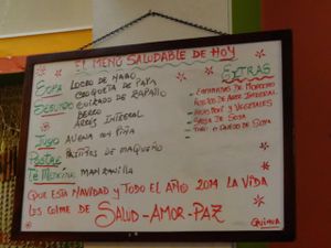 menu for the day at Quinua in Quito
