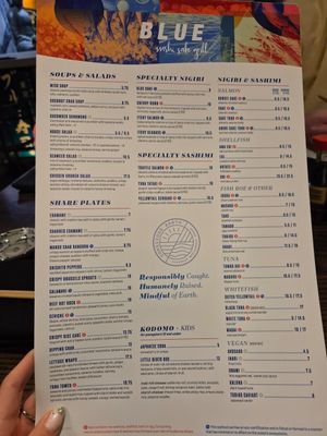 Menu at Blue Sushi in Kansas City