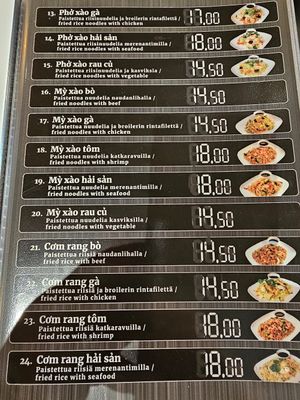 Menu. at Phở Việt in Helsinki