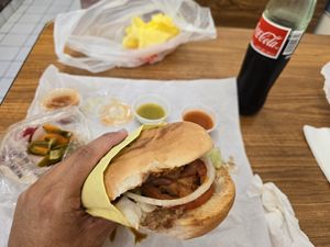 Soyrizo torta. They only had bottle/canned drinks at Super Tortas No 1 in Paramount