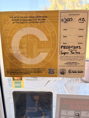 Not sure if this applies to vegan food but I saw the cook wash their hands and cook the food thoroughly. At the time of this photo, it was 3 years from last inspection  at Super Tortas No 1 in Paramount