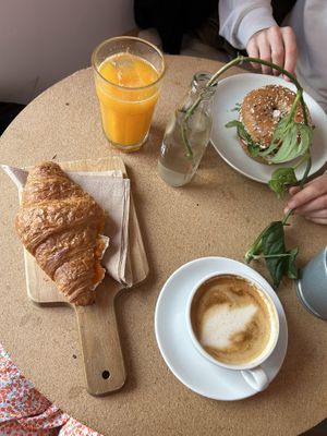 Croissant with brie and jam + salmon bagel   at GAL Cafe in Lisbon