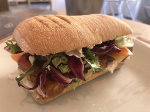 Grilled tempeh ciabatta   at GAL Cafe in Lisbon