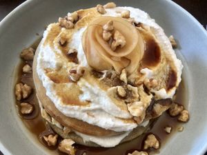 Apple cashew cream pancakes   at GAL Cafe in Lisbon