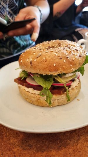 Salmon bagel with brie at GAL Cafe in Lisbon