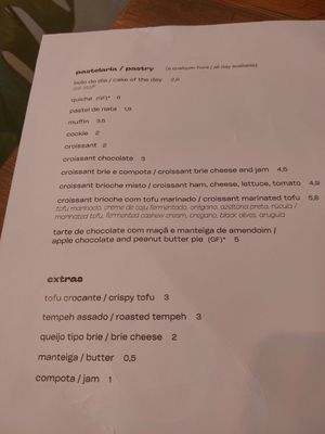 Menú pastelaria at GAL Cafe in Lisbon