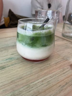 Strawberry matcha  at GAL Cafe in Lisbon