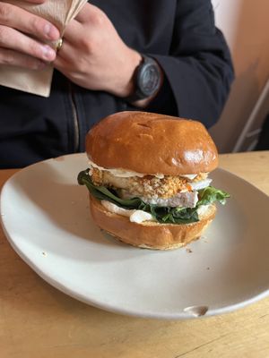Crispy tofu burger  at GAL Cafe in Lisbon