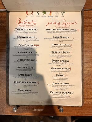 Menu  at Jimbu in Evora