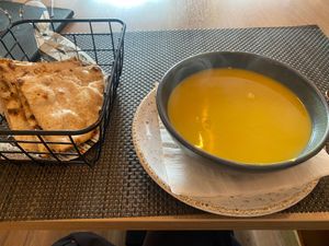 Roti and dal soup at Jimbu in Evora