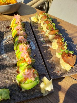 Caterpillar roll and Nasuden roll at Kaiyo Rooftop in San Francisco