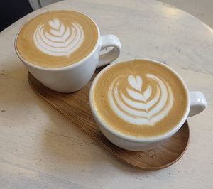 Vegan cappuccino at Pan y Pepinillos Café in Madrid