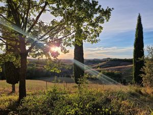 Coucher de soleil depuis le hamac... at Podere Sole in Trequanda