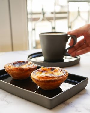 Pastel de Nata and barista crafted beverages with plant milk at Nat'elier | Pastel de Nata in Lisbon