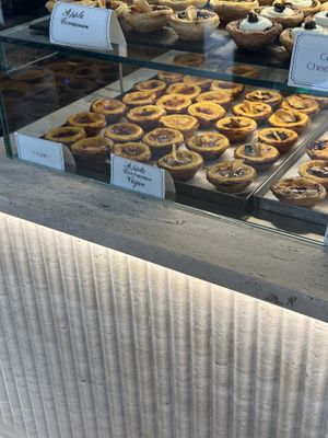 Two more options available on request (creamy cheesecake and crème brûlée)   at Nat'elier | Pastel de Nata in Lisbon