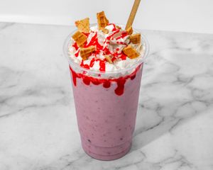 Strawberry Mylkshake with waffle bits at Chilled Coco in Katy