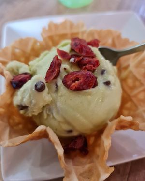 Morning Mint Waffle Bowl with Cranberries ~ 4/3/22 at WellSmoocht in West Singapore