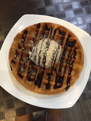 Waffle with Hazelnut Ice Cream at WellSmoocht in West Singapore