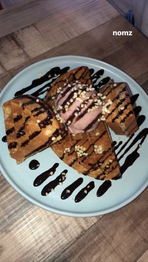 waffle w strawberry ice cream! at WellSmoocht in West Singapore