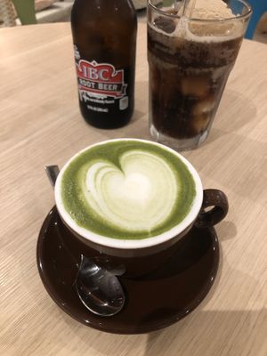 Matcha latte at WellSmoocht in West Singapore