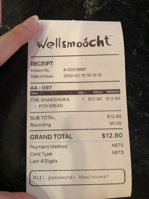 receipt  at WellSmoocht in West Singapore