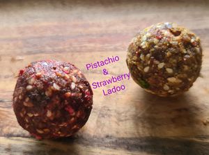 Pistachio & Strawberry Ladoo at WellSmoocht in West Singapore