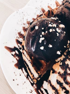 Mocha ice cream on waffle at WellSmoocht in West Singapore