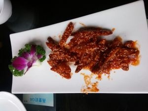 no idea what is was but it tasted amazing at Vegetarians Story Restaurant in Suzhou