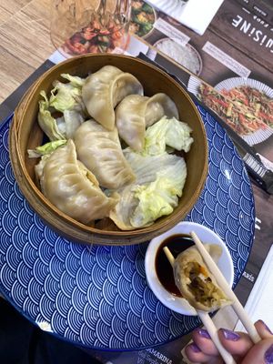 Vegan dumplings at Pure Cuisine  in Barcelona