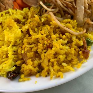 Poha: Flattened Rice, Onions, Spices, Herbs, Lemon Juice & Peanuts (part of their weekend buffet) at Hillside Indian Cuisine in Portage
