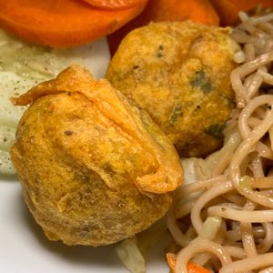 Aloo Bonda: Mashed Potatoes and Chickpea Fritter at Hillside Indian Cuisine in Portage