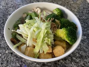 Vegan tofu and mushroom pho  at Vie Vegan @ Encore Pizza in Footscray