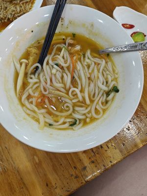 Vegan Noodle soups (contains tofu and vegan bacon) at Vegetarian Master Ruma in Vientiane