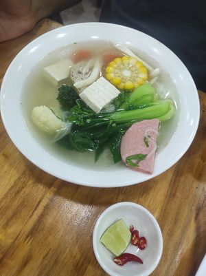 Noodle soup #Veganuary at Vegetarian Master Ruma in Vientiane