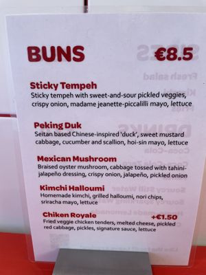 Menu (vegan options not labelled)  at Larry's in Amsterdam