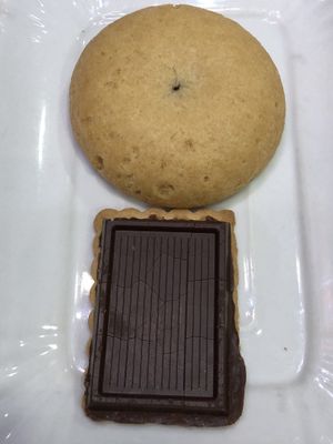 Gianduia filled biscuit and dark chocolate biscuit  at Ratatouille in Turin