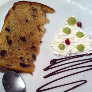 vegan panettone with chocolate chips at Ratatouille in Turin