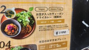 Vegan dry curry at Biotable in Tokyo