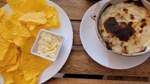 Nachos come like this. Heaps of cheese. at Amaranta Cocina Consciente in Medellin