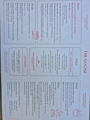 Menu at The Goose Beach Bar + Kitchen  in Busselton