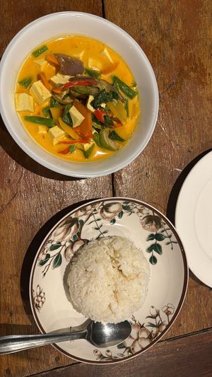 Thai red coconut curry (with tofu)  at Bottle Beach 1 Resort in Koh Phangan