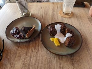Spiced chai chocolate tart, carrot cake at Coffee & Plant in Nairobi