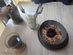 Blueberry lime overnight oats at Coffee & Plant in Nairobi