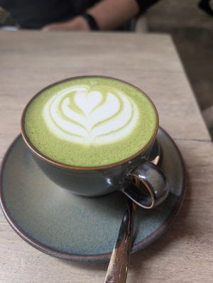 Matcha oat latte at Coffee & Plant in Nairobi